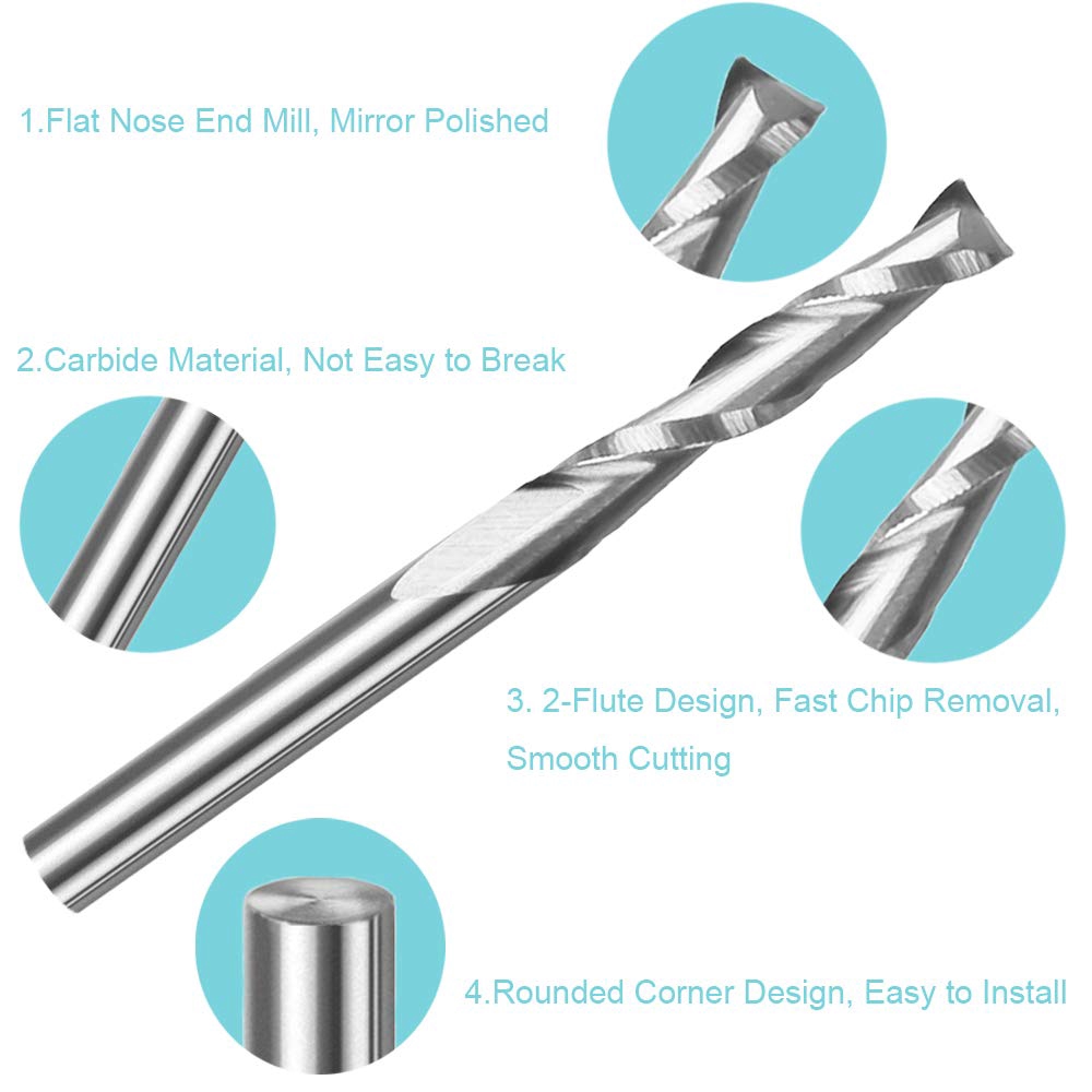 10 قطع من قواطع الطحن الحلزوني - مراجعة End Mill Set وسعره
